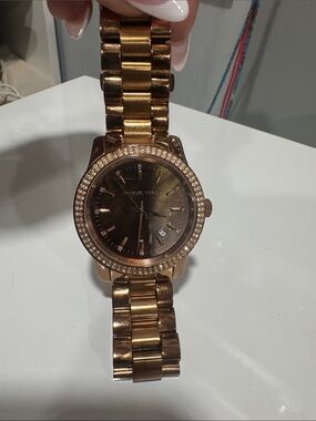 Michael Kors Rose Gold Crystal Bezel Women's Bracelet Watch